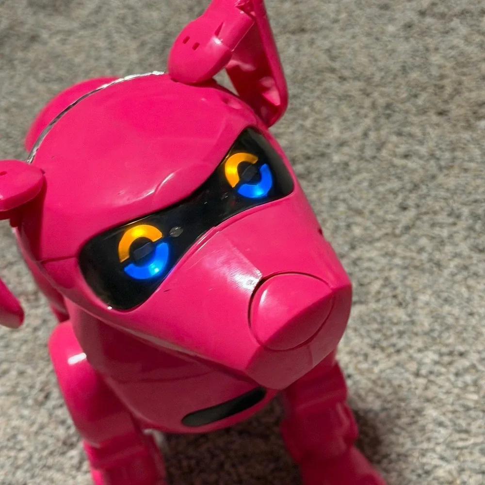 Vintage Pink Robot Dog Interactive Electronic Toy Light Up Eyes Tested Works